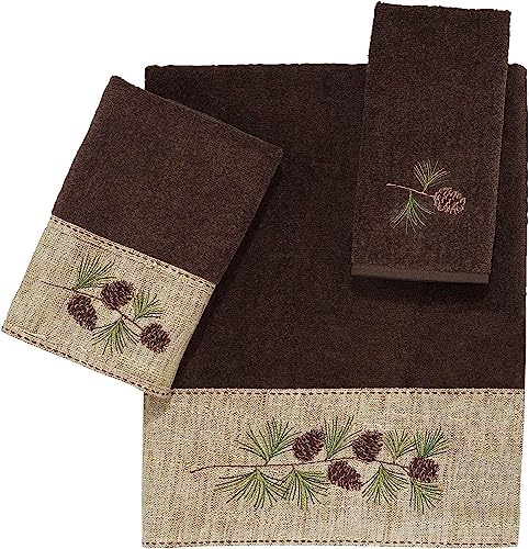 Avanti Linens - 3 Piece Towel Set, Soft and Absorbent Cotton (Pine Branch Collection)