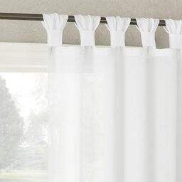 "No. 918 Reman 2-Pack Twist Tab Linen Texture Semi-Sheer Tab Top Curtain Panel Pair, 40"" x 63"", White"