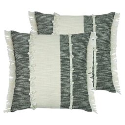 furn. Otto Polyester Filled Cushions (Twin Pack), Cotton, Black/Natural