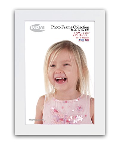 "Inov8 British Made Real Wood Picture/Photo Frame 18x12"" Inch(45x30cm) - Kayla 30mm White"
