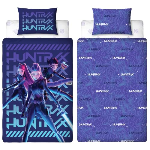 Officially Licensed K Pop Demon Hunters 3 Piece Bed Bundle Set, Exclusive Power Design, Single Duvet Cover, Pillowcase And Fitted Sheet, For Single Beds, Kids Bedroom Set