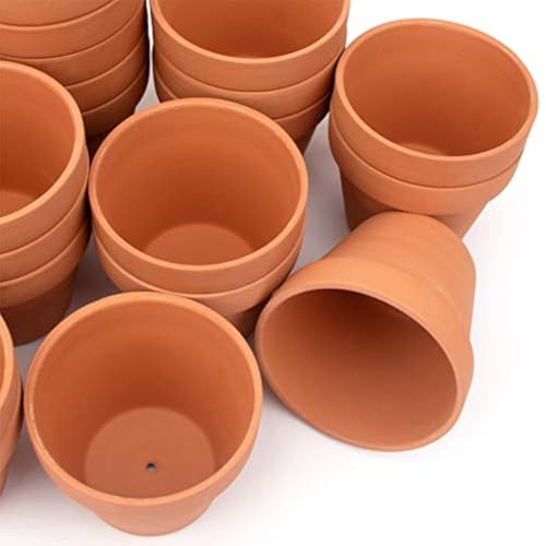 "26 Pack 4"" Terracotta Planter Pots - Clay Ceramic Cactus & Succulent Nursery Pots with Drainage Hole"