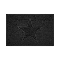 Nicoman Star Shape Embossed Entrance Door Mat Non Slip Dirt Trapper PVC Spaghetti Mat with Rubber Base, Jet Washable Quick Drying Doormat Indoor or Outdoor - (Small, Black, 60 x 40cm)