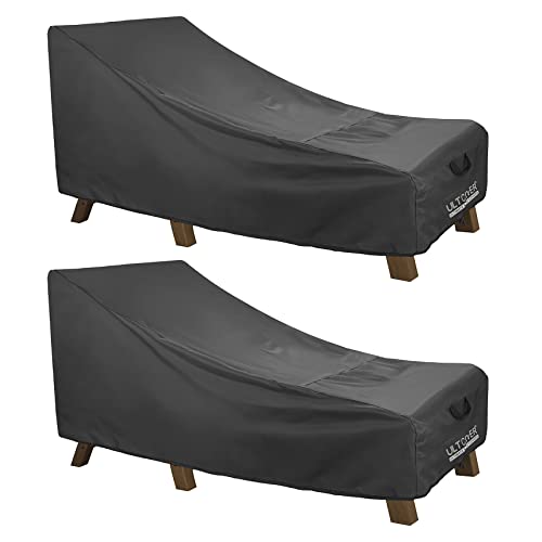 ULTCOVER Waterproof Patio Lounge Chair Cover Heavy Duty Outdoor Chaise Lounge Covers 2 Pack - 64L x 28W x 30H inch, Black