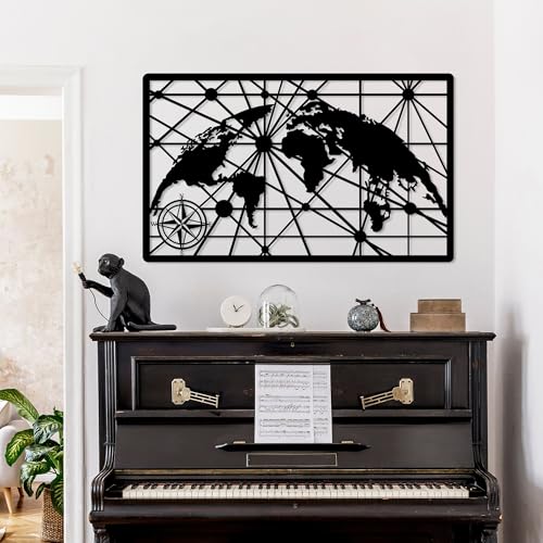 Stylish Black Decorative Metal Wall Accessory, 60 x 100 cm, 100% Metal, 1.5 mm Thickness, Lightweight 1 kg, Perfect for Home Decor and Modern Spaces