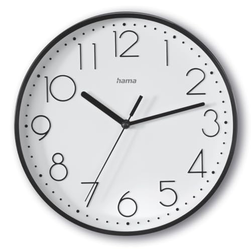 Hama Wall Clock, Plastic Glass, Black, Standard