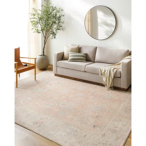 Livabliss x Becki Owens Marlene Vintage Rug - Area Rugs Living Room 198x275 cm, Dining Floor, Kitchen, Traditional Multicoloured Boho Style, Easy Care Pile, Bohemian Large Rug, Pink, Tan, Ivory, Sage