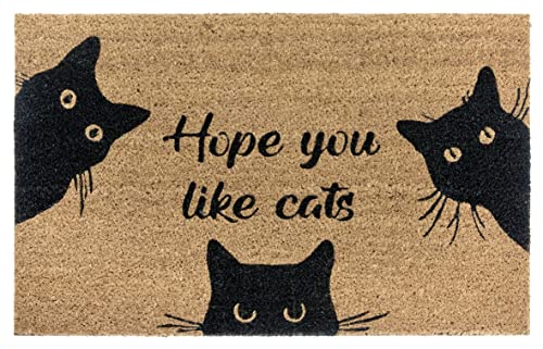 Hanse Home Coconut Doormat for Indoor and Outdoor Use - Dirt Trapper Mat Natural Coconut Mat Outdoor Cat Doormat Weatherproof and Non-Slip for Hallway, Patio, Entrance Area - 45 x 75 cm