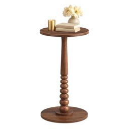 VASAGLE MARIEL Collection - Round Side Table, Small Drink End Table for Small Spaces, Accent Nightstand, Solid Wood Leg, Mid-Century Modern, for Living Room Bedroom, Chestnut Walnut LET293KX01