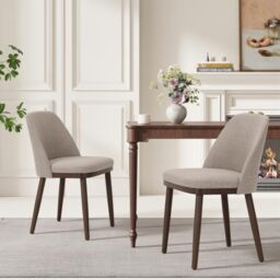 MALOL Thick Wood-base Dining Chairs Set of 2, Upholstered Kitchen Chairs with Solid Wood Legs and Thick Seat Cushion, Modern Dining Room Chairs for Kitchen Dining Room Restaurant, Camel