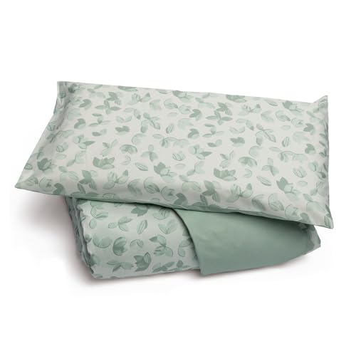 Foppapedretti Notte & Natura Single Bed Duvet Cover with Pillowcase Sage Leaves 100% Cotton, Made in Italy