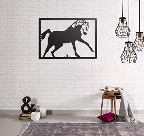 Homemania Black Cold Rolled Steel Horse Wall Art Home Decor Living Room Office Wall Decor