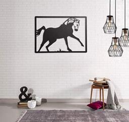 Homemania Black Cold Rolled Steel Horse Wall Art Home Decor Living Room Office Wall Decor