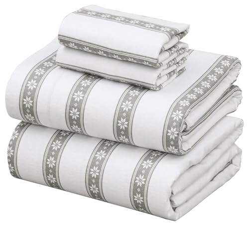 "ZOYER Flannel Sheets California King Size - Soft & Comfy Deep Pocket Cotton Flannel Bedding, Fitted Up to 14"", Double Brushed Cal King Bed Sheets Set, 4 Pieces, Polar Brands"