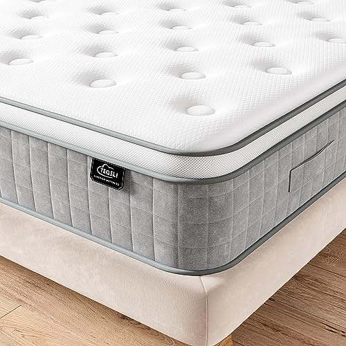 TeQsli 4FT6 Double Mattress, 10Inch Gel Memory Foam Pocket Sprung Hybrid Mattress Orthopaedic for Pressure Relief - Medium Firm Mattress-in-Box 135x190x25cm