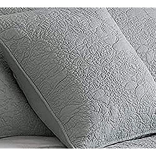Riva Paoletti Limited Edition, 5-Star Hotel Quality, Belves Floral Embroidered Quilted Cushion Cover, Cotton, Duck Egg Blue, 45 x 45 x 1 cm