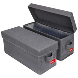 NUSWOR Upgrades CD Storage Box - Perfect CD Case Storage Solution, Stackable CD Organizer with Lid, 2Pack CD Holder 14.37 x 5.5 x 6.3 Inches - Holds 70 Jewel Cases - Grey