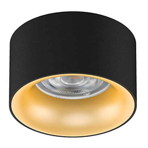 Maclean MCE457 Recessed Ceiling Light with GU5.3 MR16 Socket for LED and Halogen Bulbs up to 35 W 70 x 40 mm Round Aluminium (4 Pieces Without Bulbs, White) (Black/Gold, 1 piece)