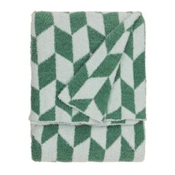 furn. Olsen Feather Yarn Throw – Soft Geometric Double Sided Blanket (Good For You Green – 130x180cm)