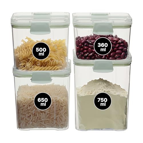Premier Housewares Durable Set Of Four Storage Boxes - Sturdy Storage Boxes For Kitchen - Airtight Seal Plastic Storage Boxes With Lids- Hinge Locking Clear Storage Boxes With Lids