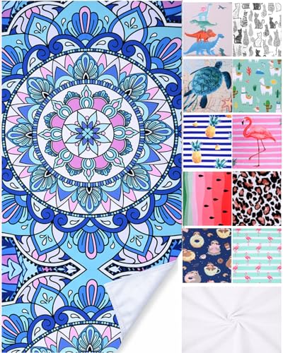 LIVILAN Mandala Microfiber Beach Towel, 30x60 Oversized, Boho Bohemian Design, Soft, Quick Dry, Super Absorbent, Thin, for Pool, Swim, Travel, Bath, Unique Blue Mandala Gifts for Women, Kids