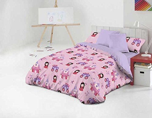 Gale Hayman Style Javier Larraín Zar Polycotton Duvet Cover, Pink and Purple Bed Linen 80/95 (Twin 38 x 27 x 4 cm