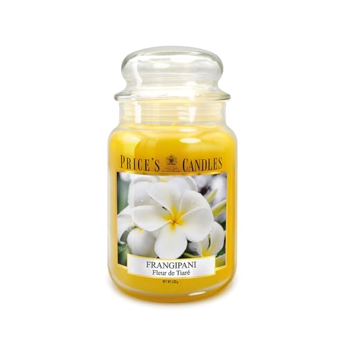 Price's Candles Large Jar Candle Frangipani Scented Candle Long Lasting Wax Candle in Glass Jar for Home Décor Relaxation and Everyday Fragrance Up to 150 Hours Burn Time