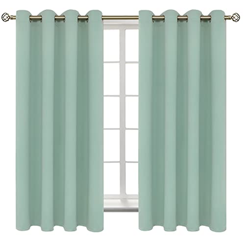 BGment Blackout Curtains - Grommet Thermal Insulated Room Darkening Bedroom and Living Room Curtains, Set of 2 Panels (52 x 63 Inch, Frosty Green)