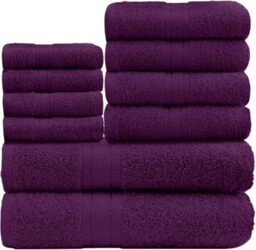GC GAVENO CAVAILIA 10-Piece Towel Bale Set - Soft & Absorbent 450 GSM Bathroom Towels - Includes 2 Bath Towels, 4 Hand Towels, 4 Face Cloths - Premium Quality, Machine Washable - Purple