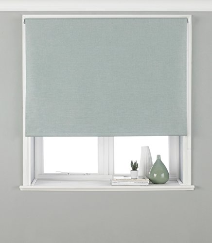"Eclipse Blackout Roller Blind - Duck Egg Blue - Ready Made (Fittings Included) - Temperature Control - Adjustable - 100% Polyester - 153cm width x 162cm drop (60"" x 64"" inches) - Made by Riva"