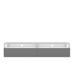Selsey REDNAW - Modern TV Stand/TV Cabinet with 2 Drawers / 140 cm/White Matt/Grey Gloss/LED lighting