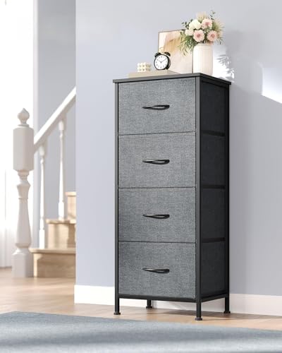 SONGMICS BELLAH Collection - Chest of Drawers, Storage Unit, for Bedroom, Closet, Hallway, Living Room, Steel, 4 Drawers, Modern, Slate Grey LGS314G101