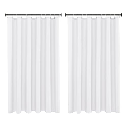 Biscaynebay Fabric Shower Curtain Liner 72x72 Inch-2 Packs White Water Resistant Bathroom Curtains-Hotel Soild Polyester Shower Liners Washable with Magnets