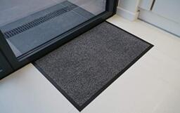 "Serdim Rugs Non Slip Dirt Rubber Edged Barrier Mats, Silver Grey, 40 x 60 cm(1'4"" x1'12"")"