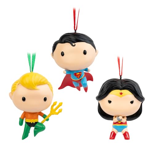 Grupo Erik - DC Comics Set of 3 Christmas Decorations - Original Resin Christmas Baubles, Christmas Tree Decorations