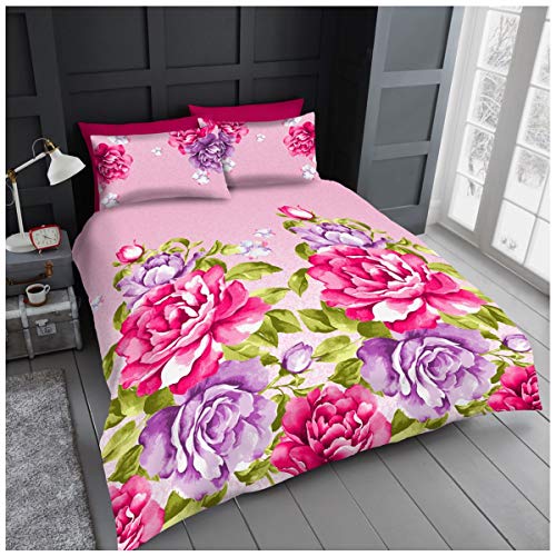 Gaveno Cavailia Luxurious Aubrey Bed Set with Duvet Cover and Pillow Cases, Polyester-Cotton, Pink, Single