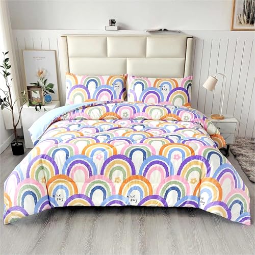 SDIII 3PCS Rainbow Comforter Full Size Set, for Toddlers Boys Girls Teens and Kids, Summer Comforter Full, Rainbow Bedding Set Full on Amazon
