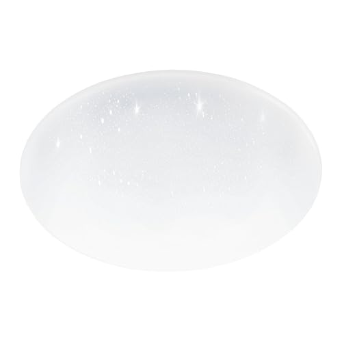Eglo LED Ceiling lamp Igroka, Large Light Fixture with Crystal Effect, dimmable by Remote, Starry Sky Lighting in White Metal, RGB, Warm to Cool White, Ø 76 cm