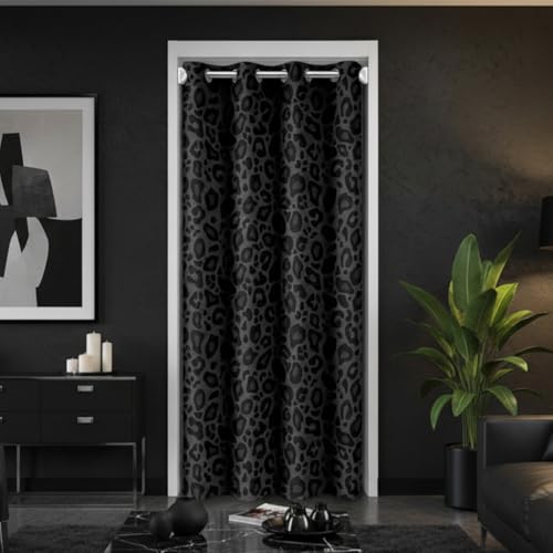 "Castle Fairy Leopard PrintDoor Curtain 1 Panel 42"" W x 84"" L African Cheetah Wildlife Doorway Curtain Bedroom Decor Wild Animal Skin All Season Blackout Curtain for Hallway"