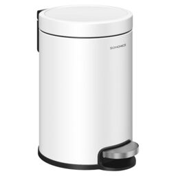 SONGMICS Bathroom Pedal Bin, 0.8 Gallon (3 L) Steel Toilet Bin with Soft-Close Lid, Inner Bucket, for Waste, Bedroom, Cloud White LTB013WZ01