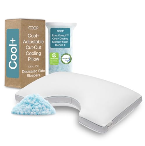 Coop Home Goods Eden Cool+ Cut-Out Adjustable Pillow, King Pillows with Cooling Gel & Shoulder Cut-Out for Head Support, Side Sleeper Pillow, Neck Support for Sleeping, CertiPUR-US/GREENGUARD Gold