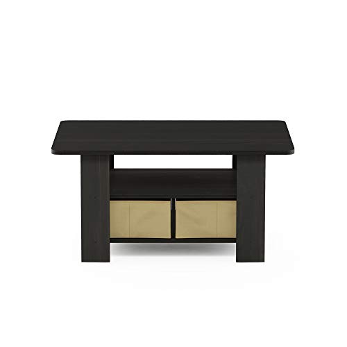 Furinno ANDREY Coffee Table, Small Modern Coffee Table with Storage and Bin Drawer, Side Table for Living Room, Bedroom, Home Office, Espresso