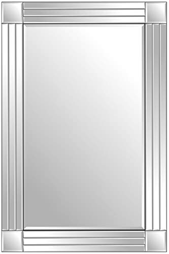 Tuff Concepts Antique Modern Venetian Style Wall Mirror, 91cm X 61cm, Silver