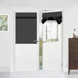 "Muamar French Door Window Curtain Privacy Screen Front Door Window Curtain Blind Style Door Window Cover 1 Panel (Black, W 25"" x L 40"")"