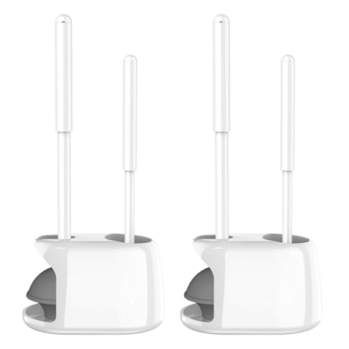 SetSail Toilet Brush and Plunger Set for Bathroom Cleaning 2 Pack Heavy Duty Toilet Bowl Brush and Plunger Deeply Cleaning Toilet Brush Hidden