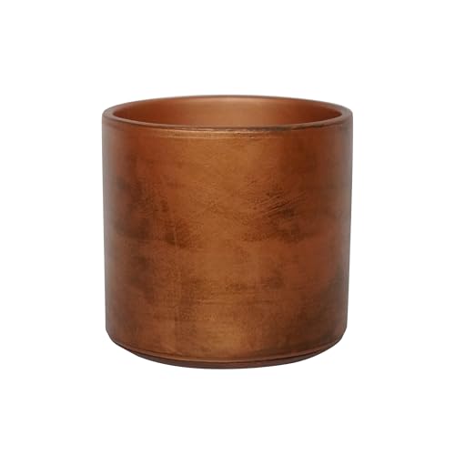 Ivyline Tivoli Bowl Planter in Copper Lustre with UV Stable Design - Waterproof Flower Pot - Modern Home Decoration - H15 x D17 cm