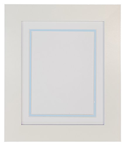 Metro White Photo Picture Poster Frame with White on Blue Double Mount 10 x 8 for Image Size 8 x 6 inch