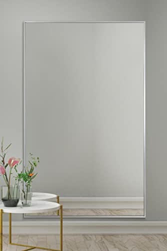 Full-Length Silver Aluminium Metal Leaner Wall Mirror: 174 x 110cm – Large, Durable Frame, bedroom, hallway, bathroom or dressing room Wall Mirror