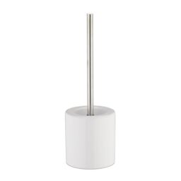 Relaxdays Bathroom & Toilet Accessory Set, Brush Holder, Brush Head, Bath Set, HxD 38.5 x 12.5 cm, White