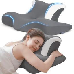 COSYLAND Orthopedic Memory Foam Pillow for Neck and Shoulder Pain - Ergonomic Side Sleeper Pillow - Cervical Support Pillow for Back, Stomach or Side Sleeping with Removable Cover (Dark Grey)